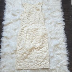 Charles Chang Lima  Elegant Cream Textured Dress